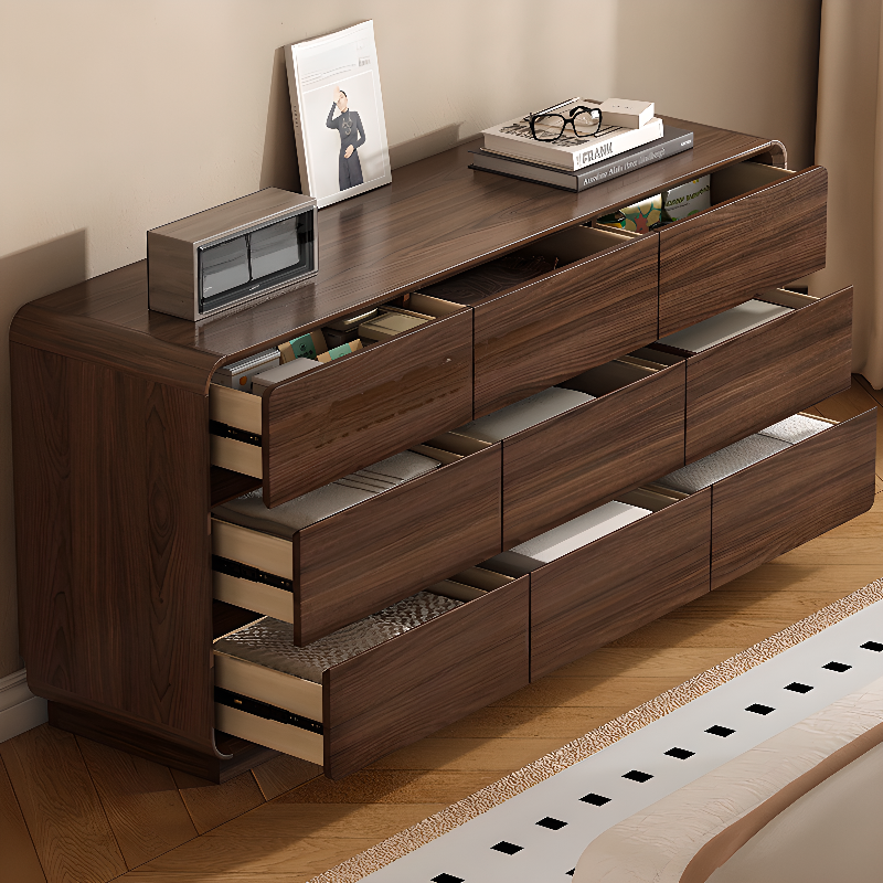 Cocoa Casual Rubberwood Console Dresser/Semainier for Sleeping Quarters with 6/9/5 Drawers in Horizontal/Vertical Orientation