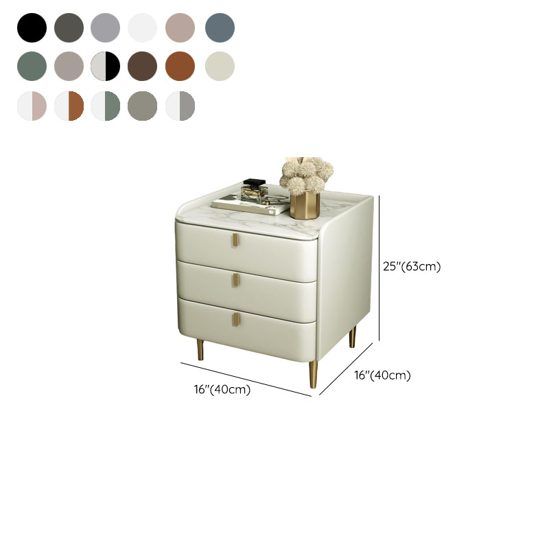 Art Deco 3 Tiers Drawer Storage Bedside Table with Stone Countertop - image 26