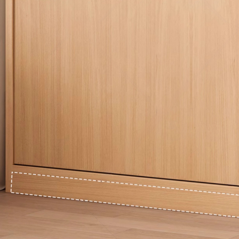 Wood Grain Minimalist Natural Wood Wardrobe Closet with Interior Shelves and Clothing Rod - image 7