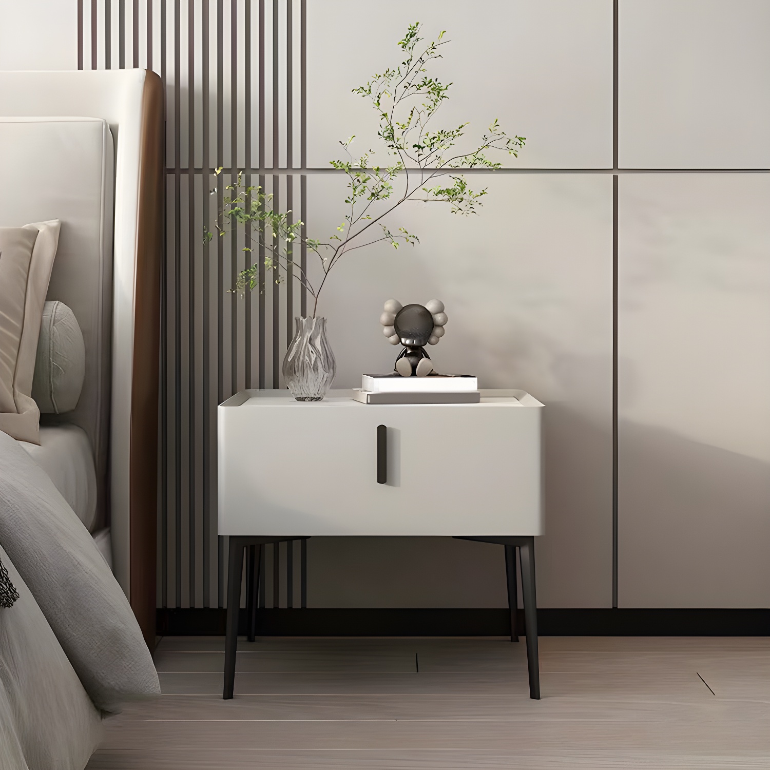 Contemporary 1 Drawer Accent Table Nightstand Antique Finish Bed Nightstand - image 9