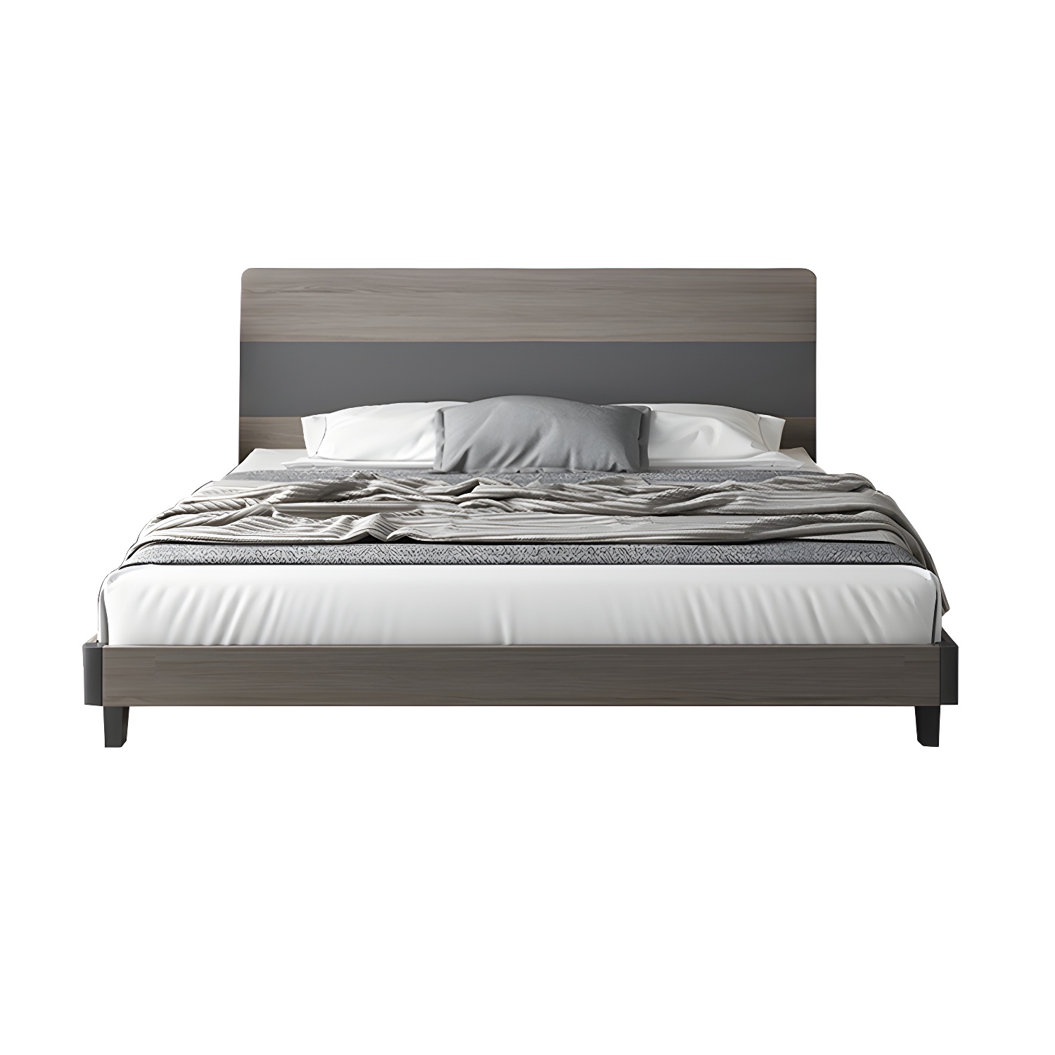 Modern Style Wood Bed with Headboard Low Profile Standard Bed - image 5