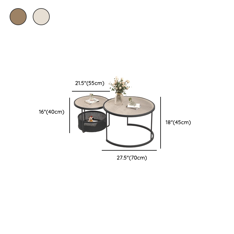 Tan/Transparent Glass Top Nested Accent Table with Frame Base and Stockroom Storage - image 11