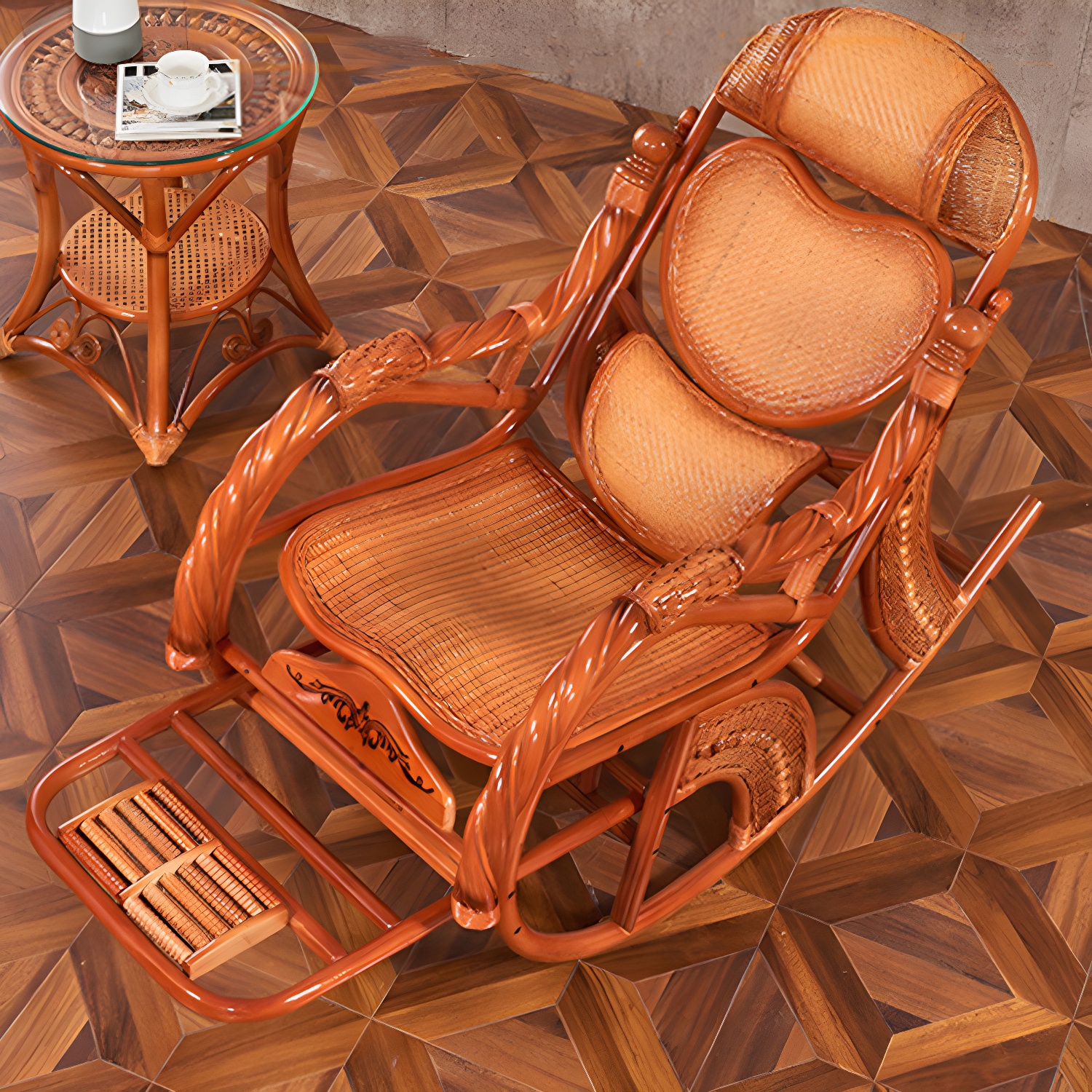 Mid Century Modern Recliner Chair Rattan/Wicker Recliner Chair for Living Room - image 19