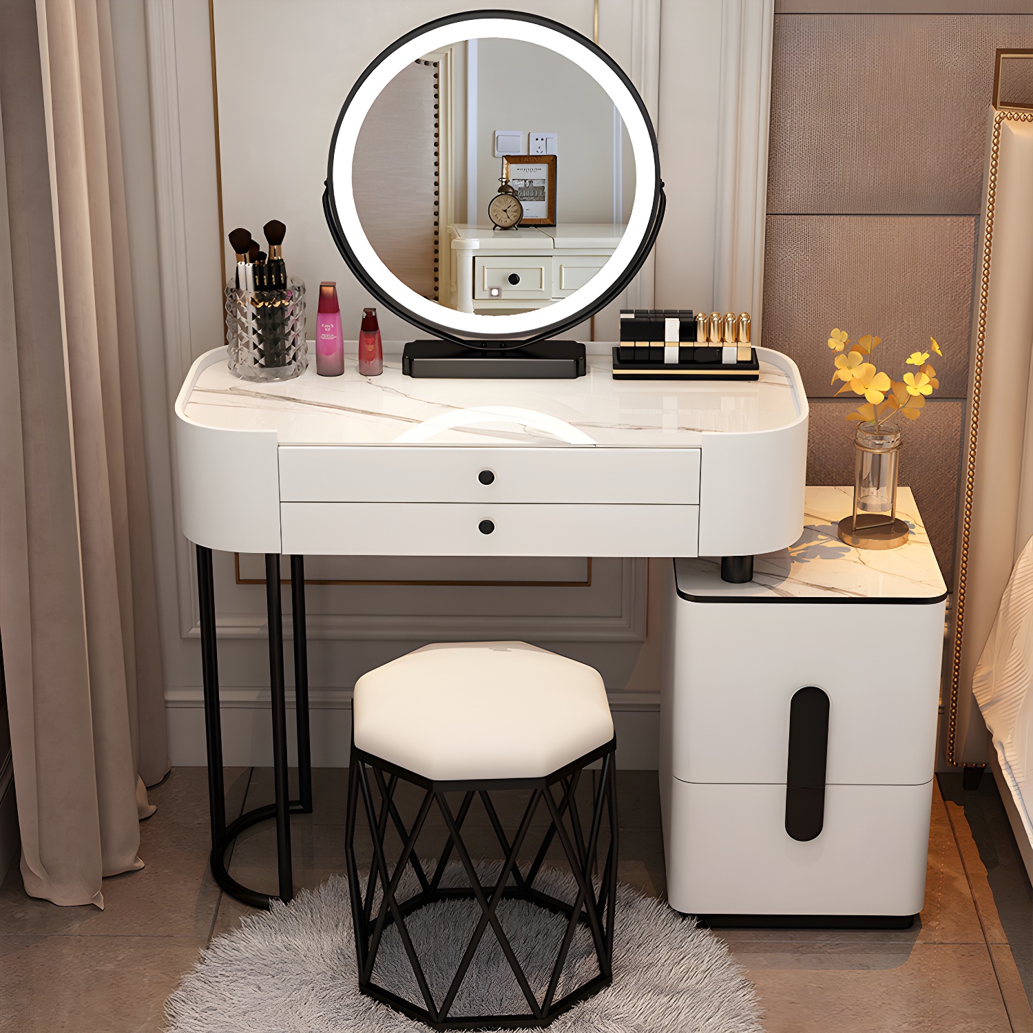 Contemporary Make-up Vanity with 4/5 Drawers,15.75 inch Wide - image 7