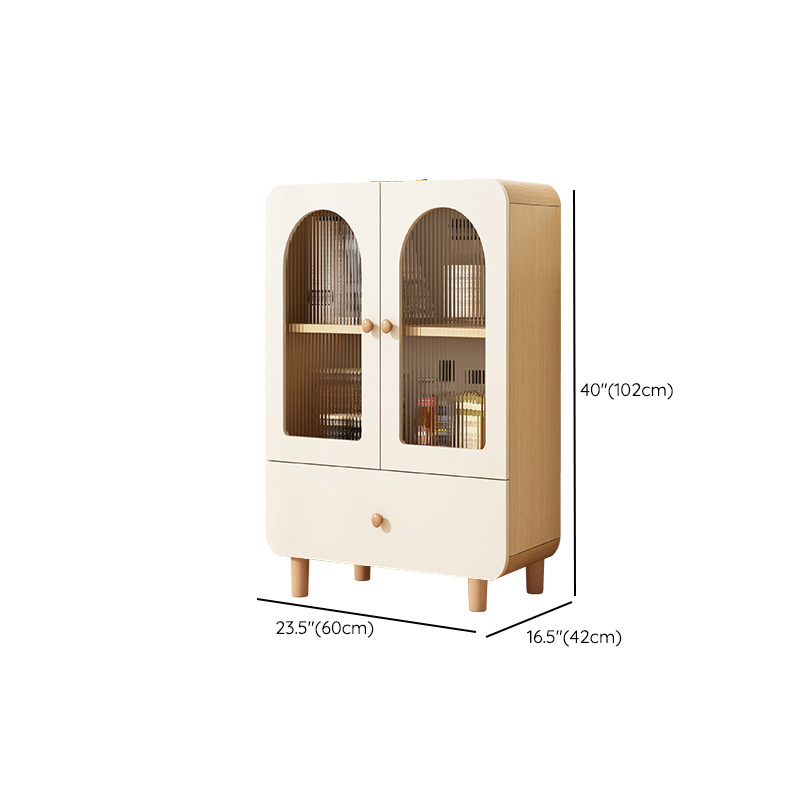 Modern White Lumber Narrow Sideboard with Single Drawer, 4 Shelves/Three Internal Shelves/Two Internal Shelves, Glass-panel Door - image 17