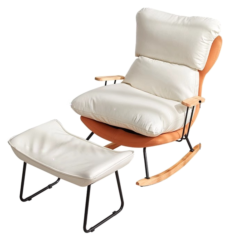 1 Piece Set/2 Piece Set Water Resistant Padded Living Room Rocking Chair in Chalk/Grey/Citrus Color with Upholstered Back and Track Arm in a Simple Style, Ottoman Included/Not Included - image 11