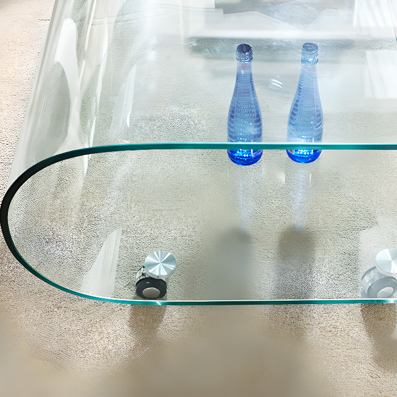 Transparent Wheel coffee table with Roller Wheels, Locker, 1 Shelf/2-Tier and Square/Square for Indoor Use - image 6