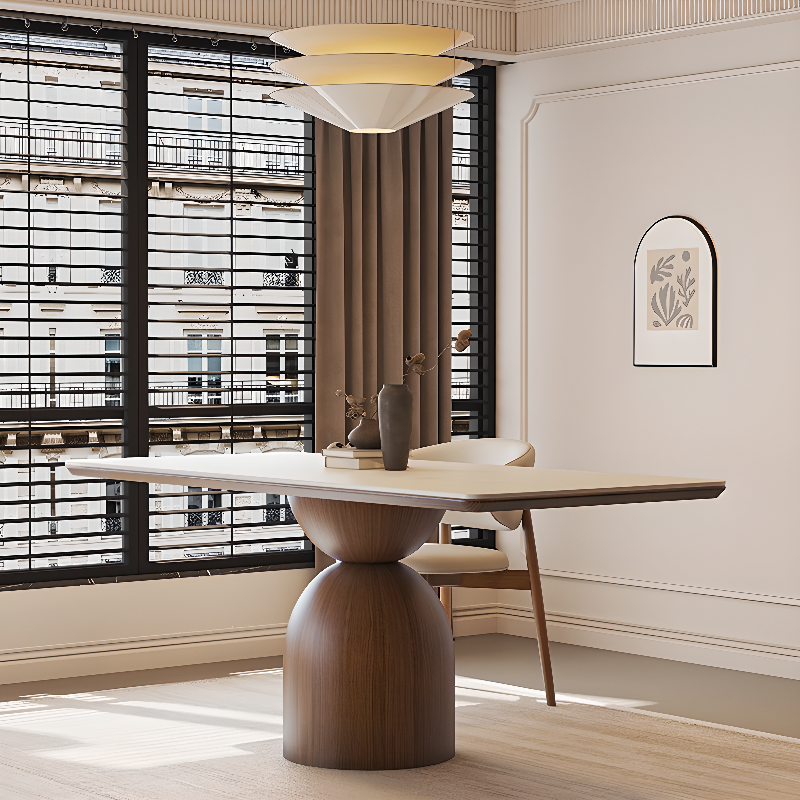 Modern Dining Table Set with Chalk Slate Tabletop, Four Legs and Upholstered Back Cushion Chair for Seats 6/for 4 - image 4