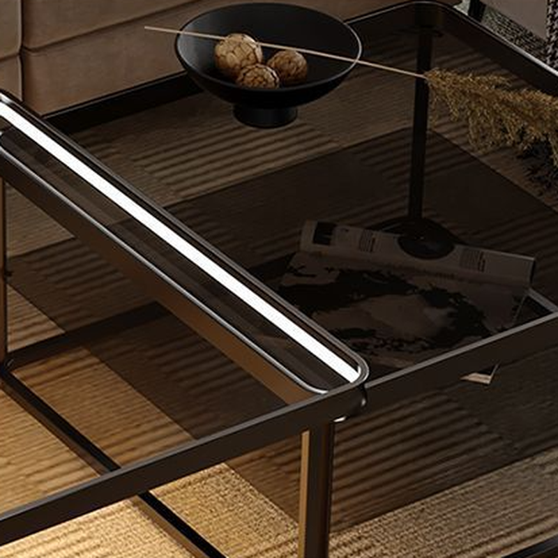 Gray/Tan Top Double Nesting Accent Table with Copper Square Frame - image 6