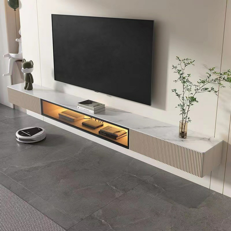 Modern Floating Stone TV Stand with 2 Drawers and 1 Cabinet - image 4