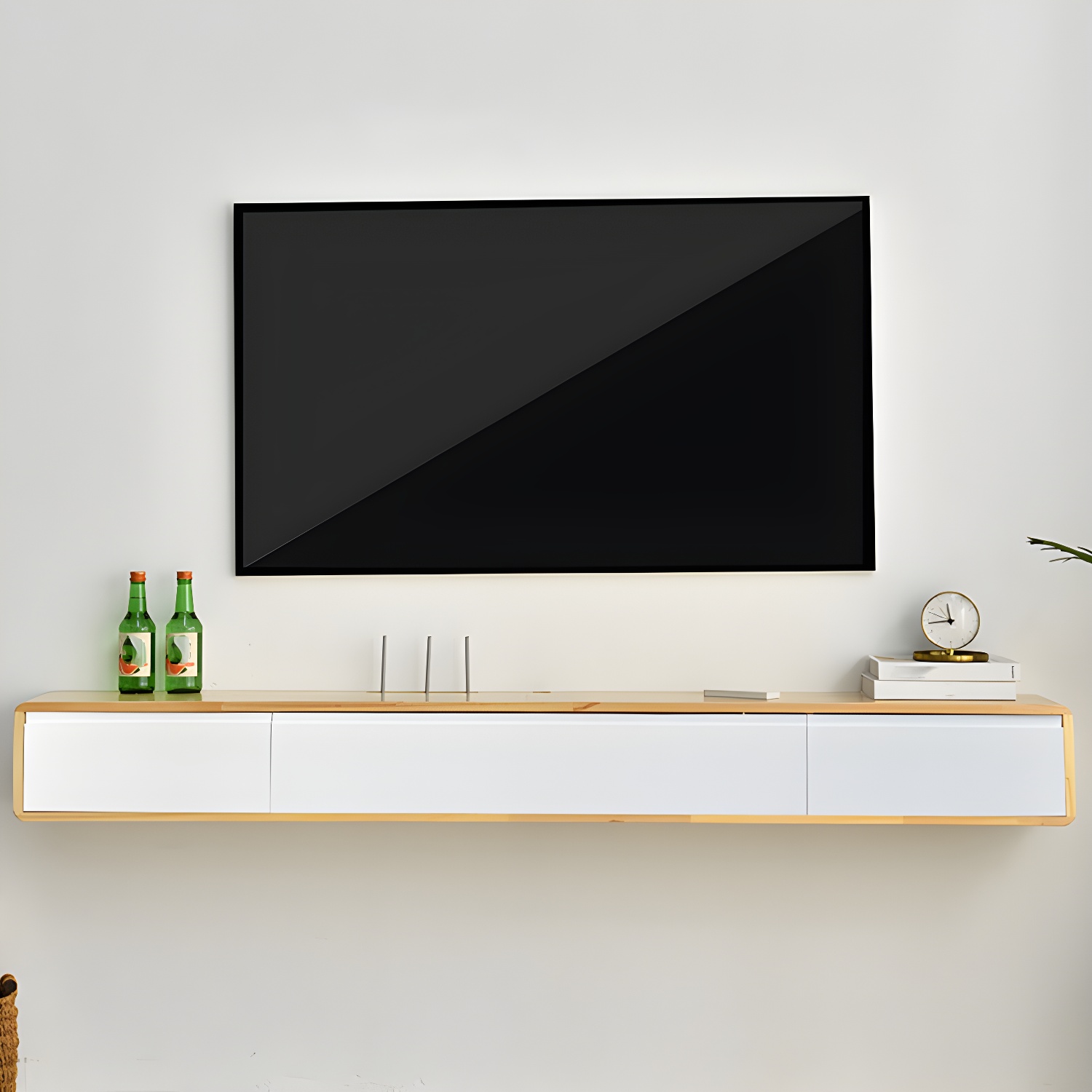 Wall-mounted TV Console Solid Wood TV Media Console with Drawers - image 20