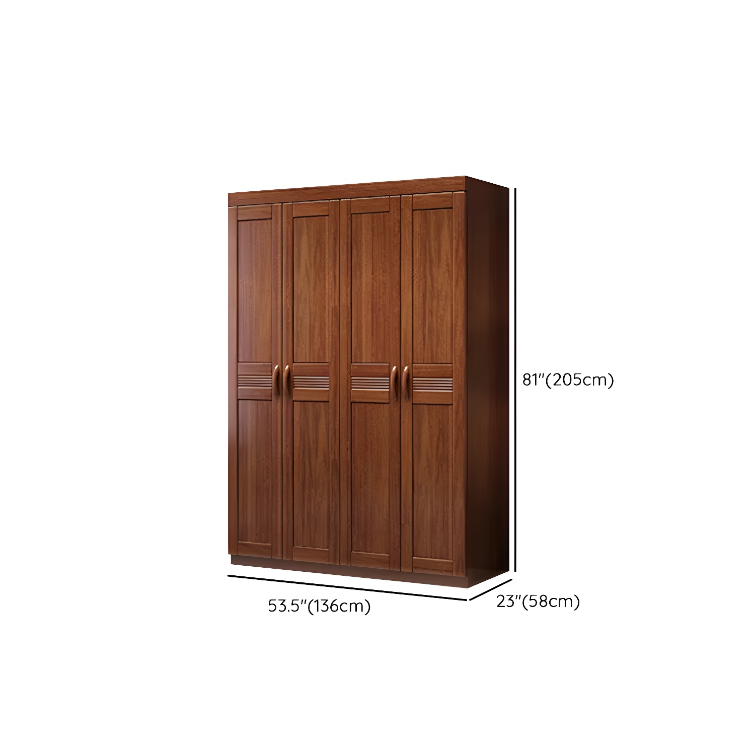 Wood Brown Rustic Wardrobe Armoire with Drawers & Shelves, Walnut Finish - image 10