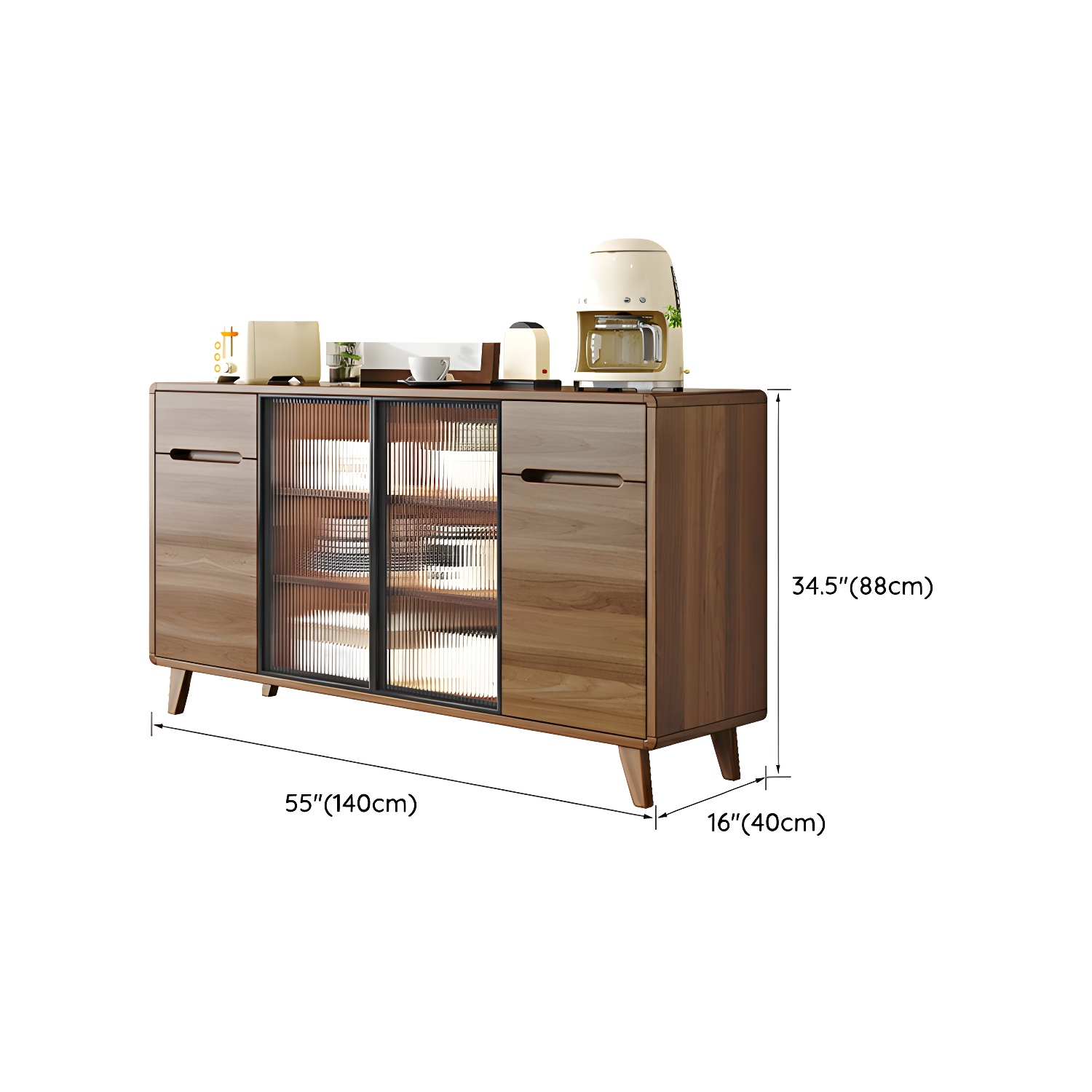 Contemporary Engineered Wood Free-standing Sideboard with Glass Door and Adjustable Shelves - image 12