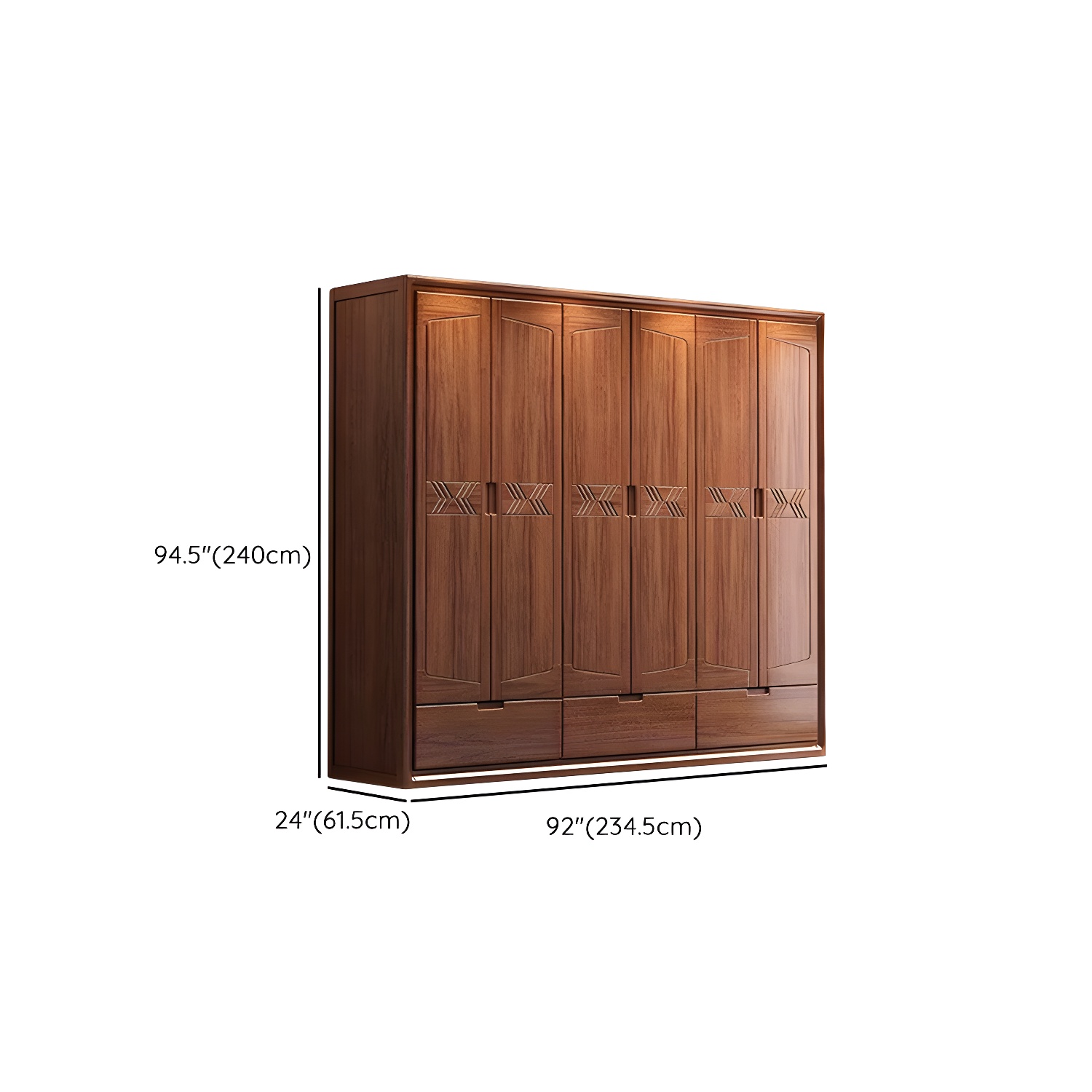 Traditional Walnut Wardrobe Armoire with Drawers and Shelves - Solid Wood Construction - image 6