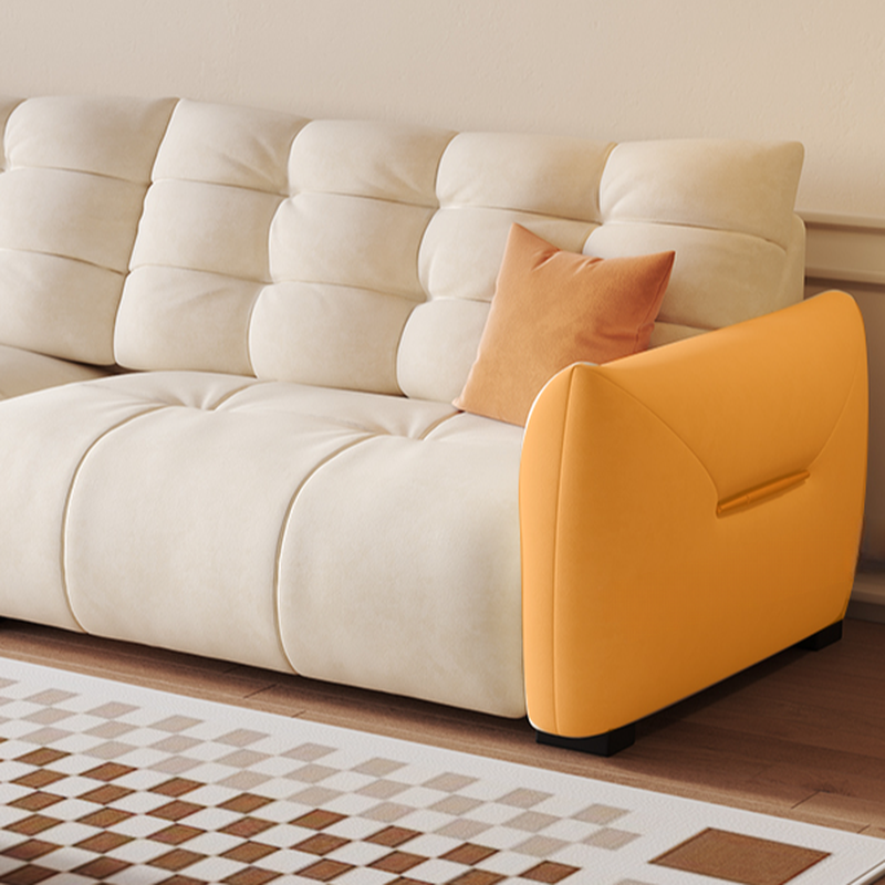Tear Resistant Standard Sofa with Pu/Flannel Upholstery in Black/White/Light Green - image 12