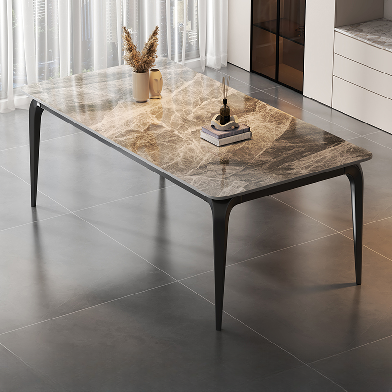 Trendy White/Charcoal/Light Gray Rectangle Scratch Resistant Sintered Stone Top Dining Table for 4/8 People/Seats 6, Standard Table Height - image 3