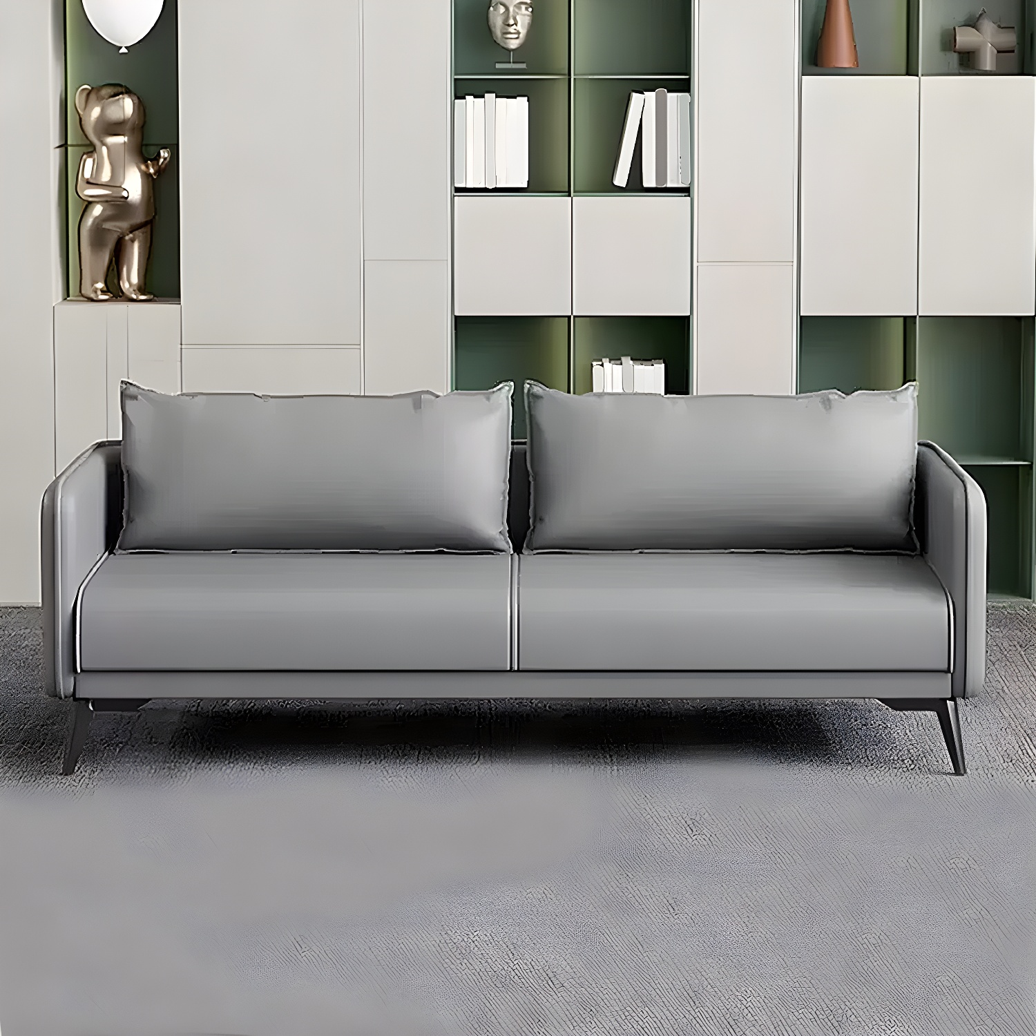 Standard Square Arm Leather Stain Resistant Sofa Couch with Pillows - image 6