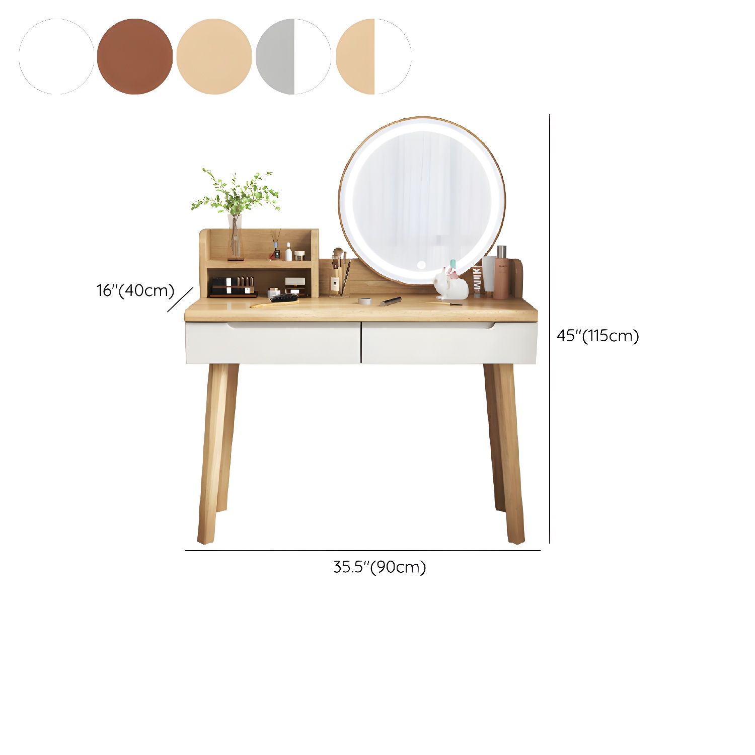 Light Wood/Bleached Wood/Gray Wood Sleeping Room 2 Drawers Lighting System with Tabletop Storage - image 17