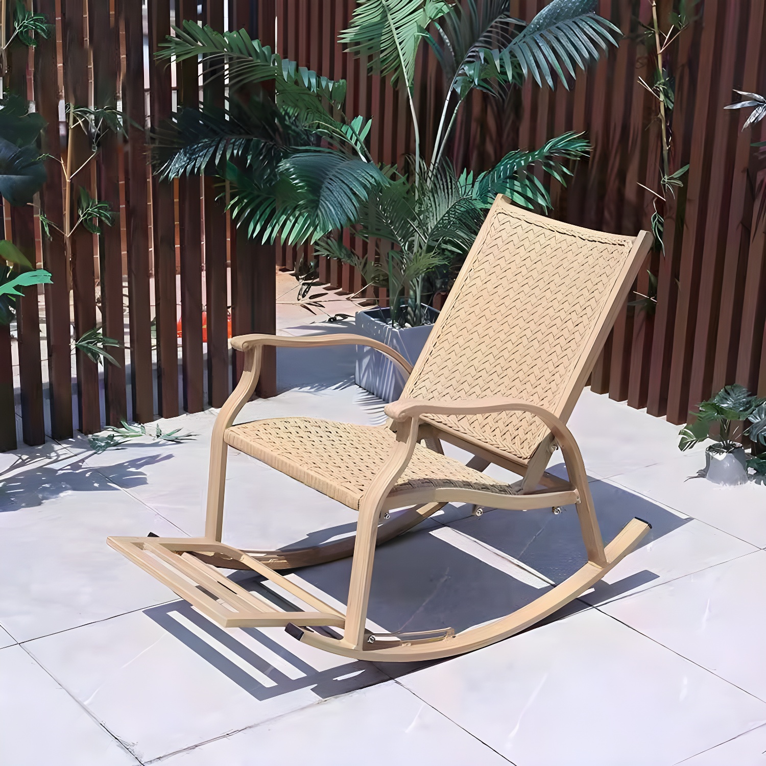 Modern Style Wood Rocking Chair Single Home Lounge Lazy Sofa Chair - image 4