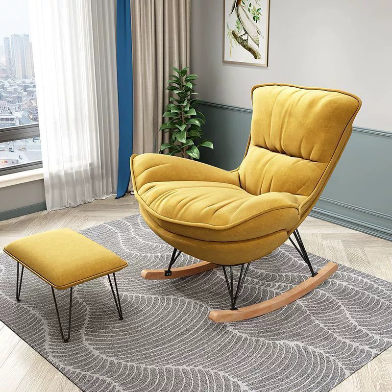Elegant Upholstered Rocking Chair with Natural Wood Legs - Modern Style for Chic Home Decor - image 10