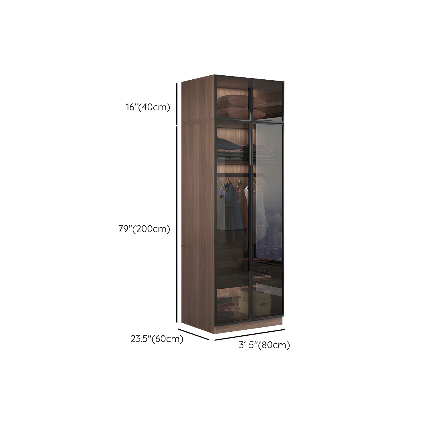 Engineered Wood Armoire Modern Brown Wardrobe Closet with Garment Rod - image 16