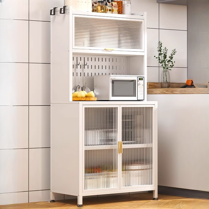 Narrow Sideboard with Hutch, Kitchen Cupboards, Stone Countertop, Adjustable Shelving, and 4 Doors/5 Doors/3 Doors