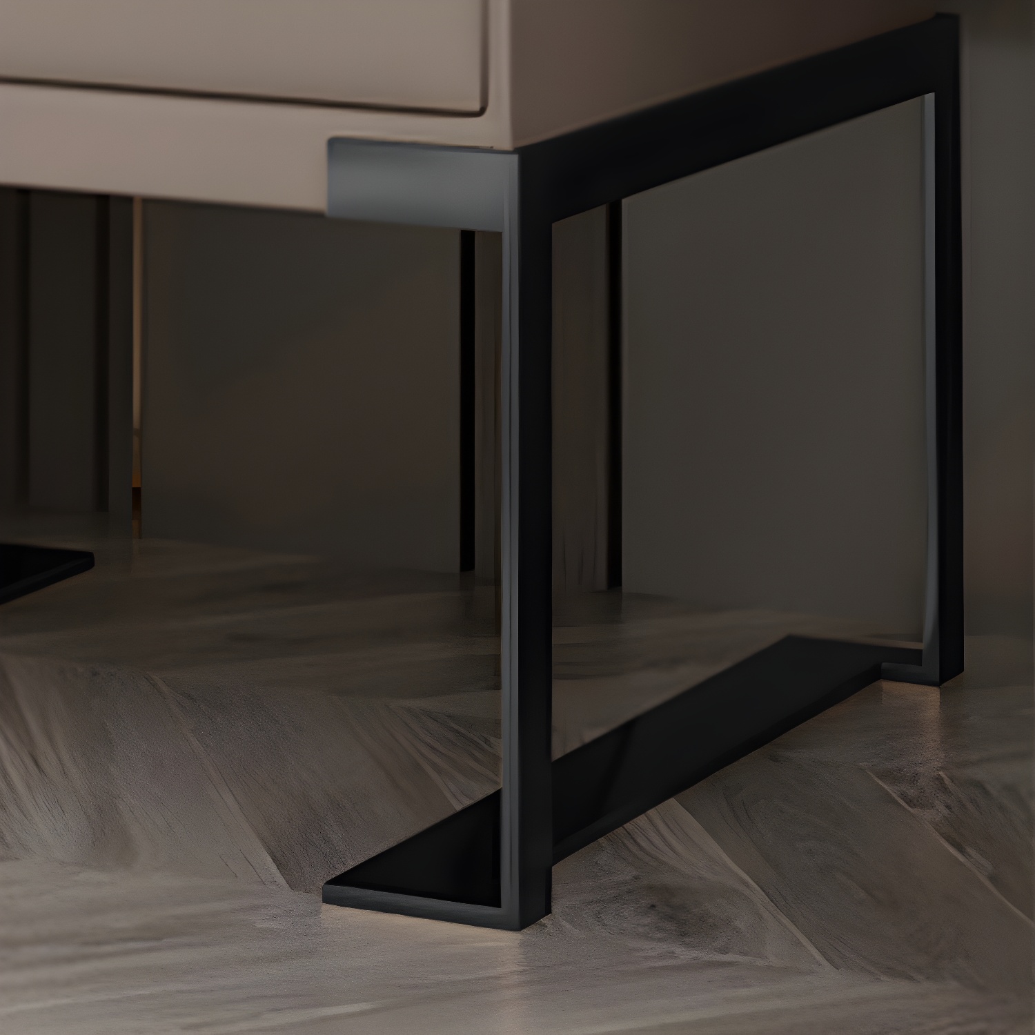 Leather 1 Drawer Nightstand Contemporary Night Table with Metal Legs - image 15