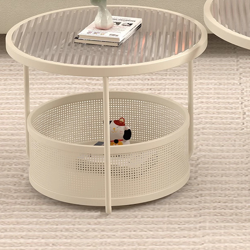 Tan/Transparent Glass Top Nested Accent Table with Frame Base and Stockroom Storage - image 6