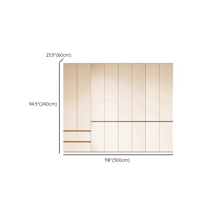 White Minimalist Manufactured Wood Wardrobe Closet with 2 Drawers, Soft Close Door, Interior Shelves, and Clothing Rod - image 26