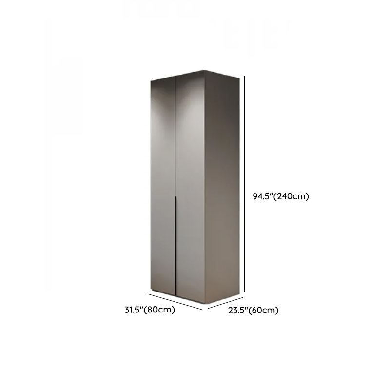 Dove Grey Minimalist Manufactured Wood Wardrobe Closet with Compartments, Soft Close Door, Interior Shelves, and Clothing Rod - image 18