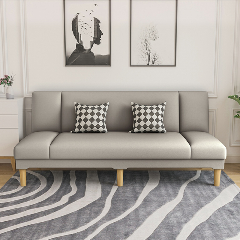Scandinavian Armless Sleeper Sofa, Light Wood, Foam Filling, Includes Pillows - image 7