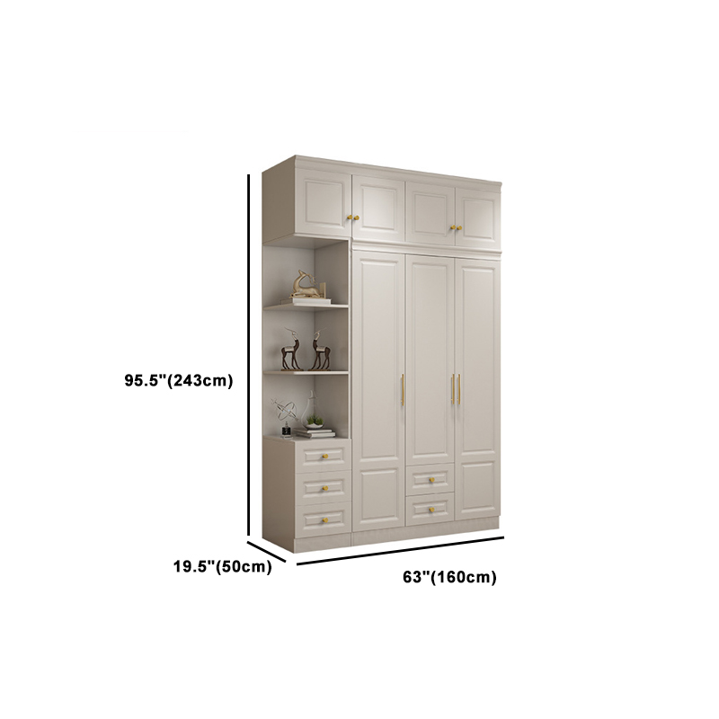 Art Deco Chalk Manufactured Wood Free Standing Interior Shelves Wardrobe with Soft Close Drawer and Hanging Rod - image 28