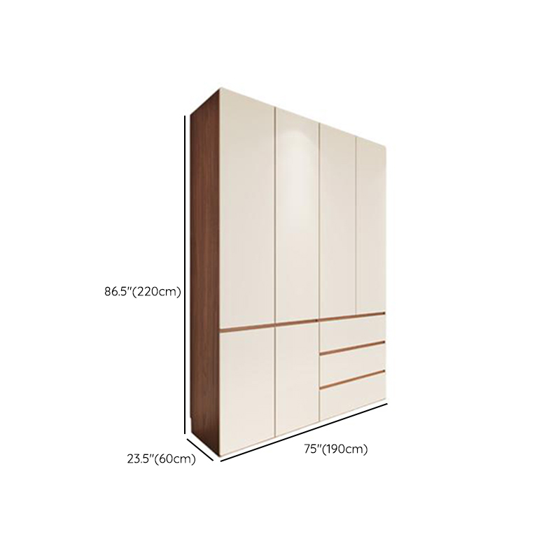White Minimalist Manufactured Wood Wardrobe Closet with 3-Drawer, Soft Close Door, Interior Shelves, and Clothing Rod - image 17