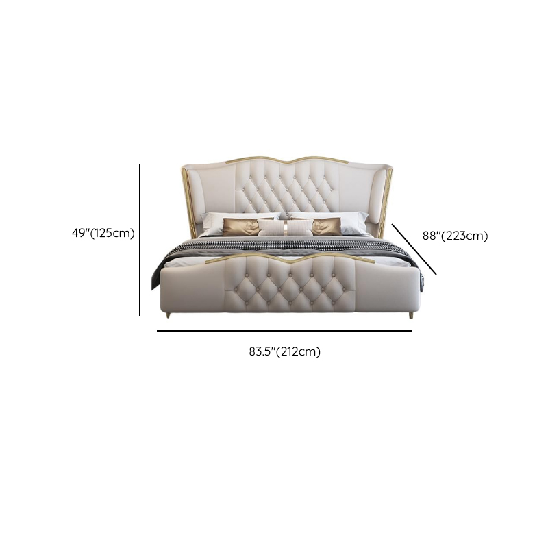 Beige Luxurious Solid Color Storage Bed/Platform Bed with Pine Wood Frame and Button-tufted Design for Living Room - image 13
