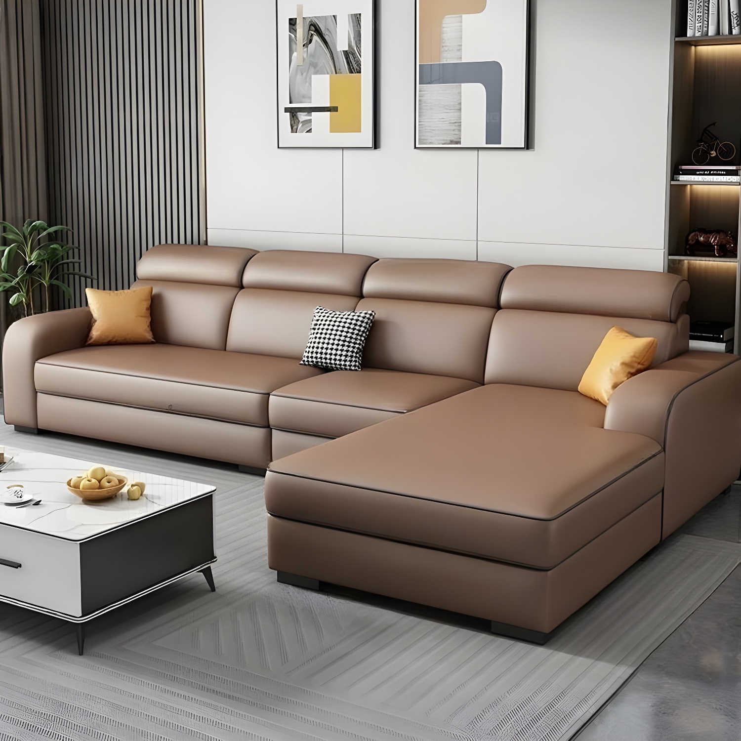 Contemporary Sectional Sofa with Adjustable Pillow and Scratch Resistant Upholstery - image 3