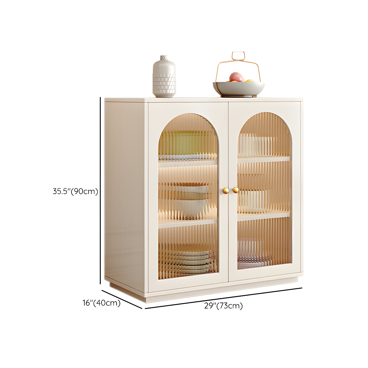 Glam White Wood Sideboard Credenza with Glass Doors and Adjustable Shelves - image 23