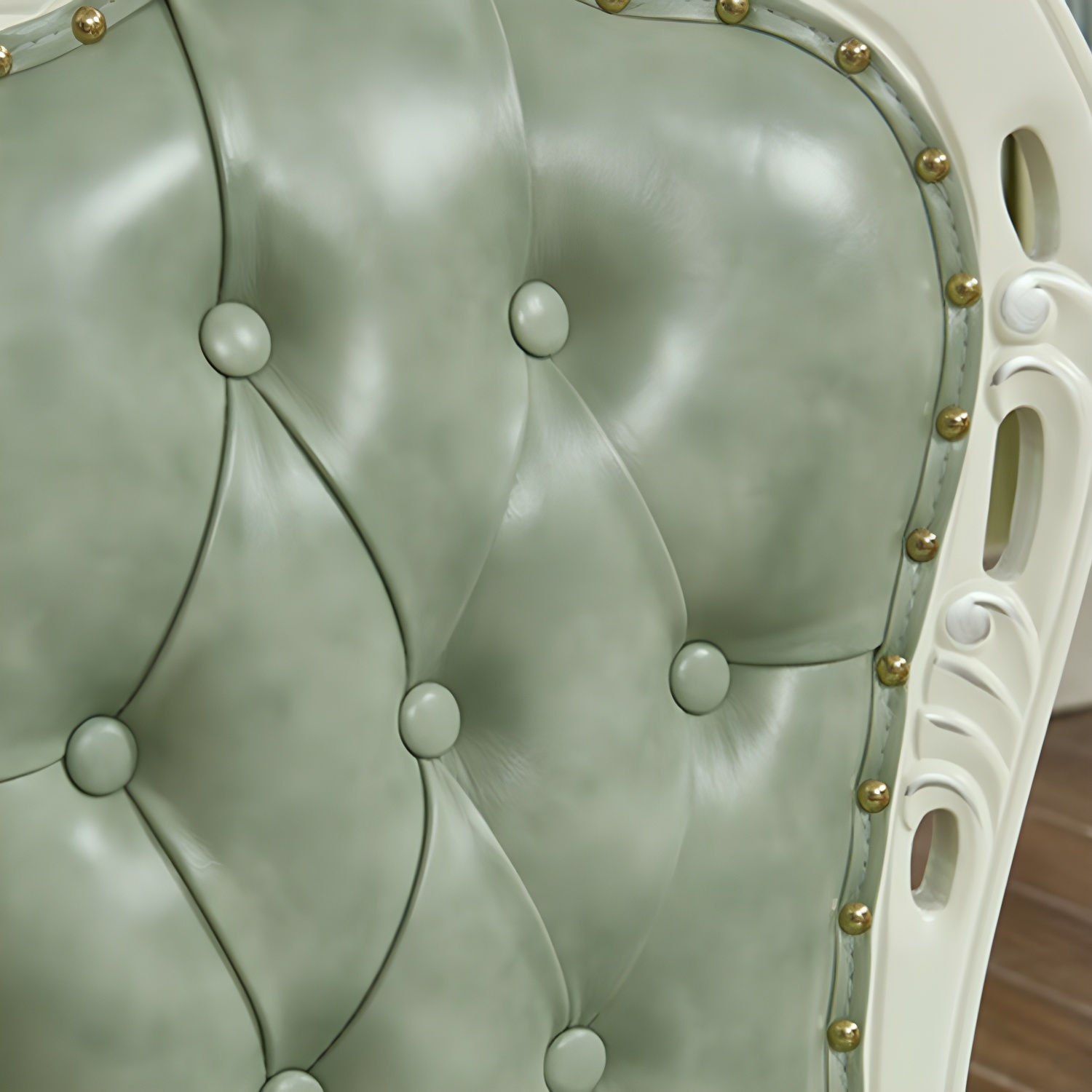 Victorian Rubberwood King Louis Back Chair Matte Finish Leather Dining Chair (Set of 2) - image 13