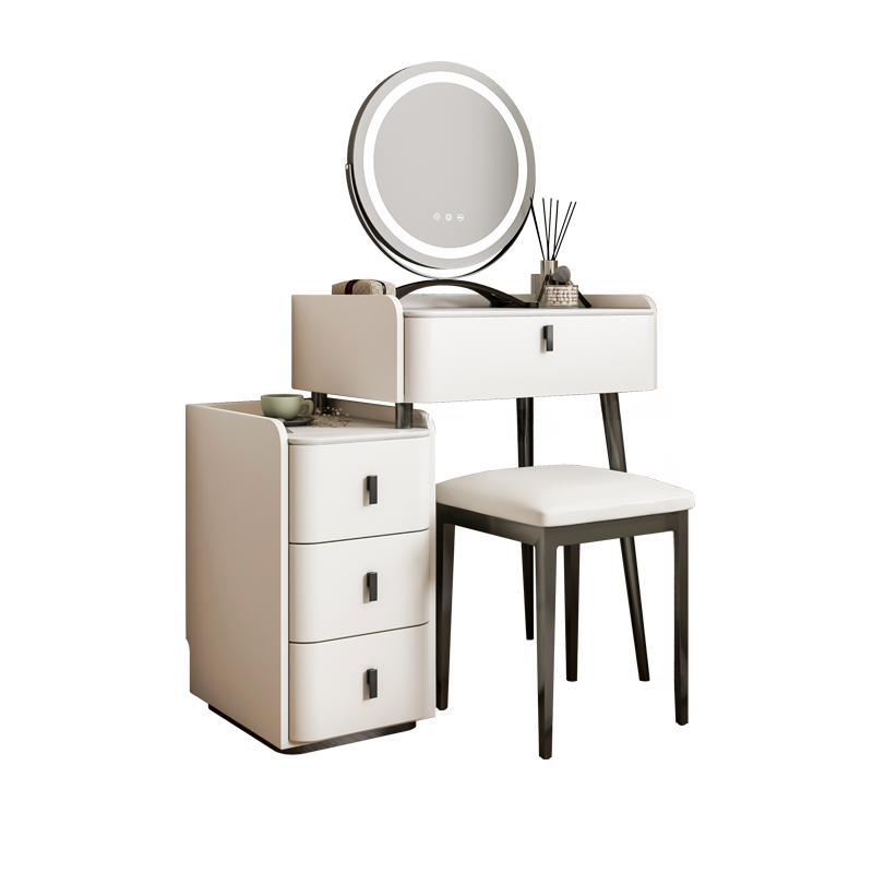 Orange/Gray/Beige Vanity Set with Drawers and Adjustable Brightness Mirror - image 3