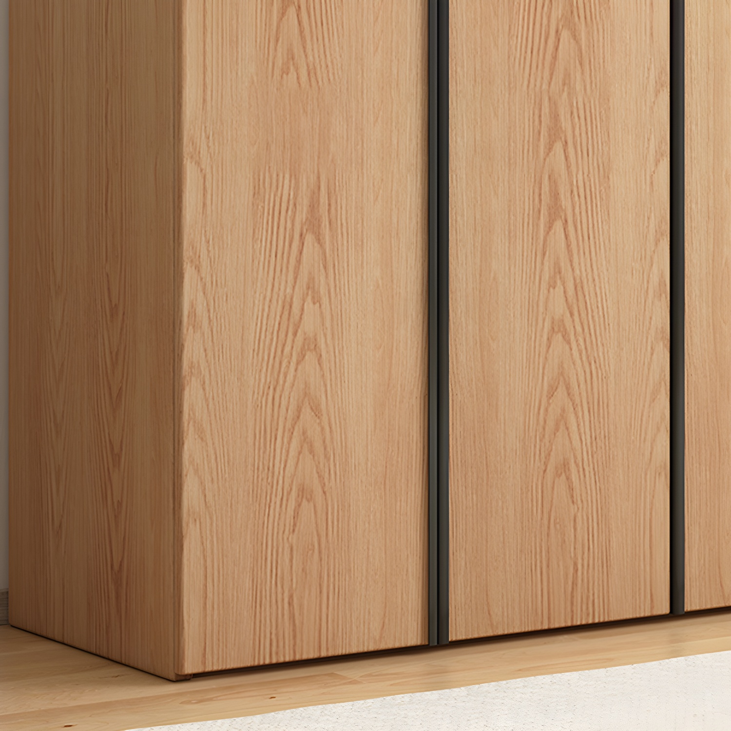 Contemporary Freestanding Natural Wardrobe Oak Solid Wood Wardrobe with Shelves - image 9