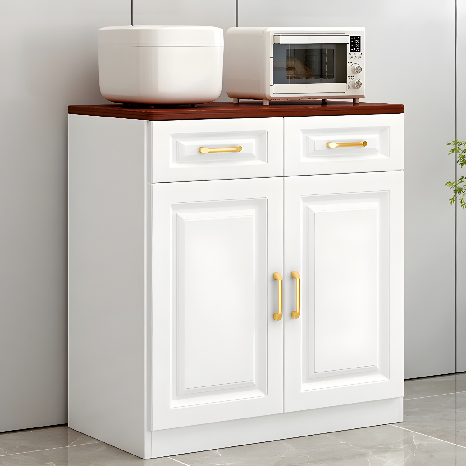 Modern Wood Sideboard Credenza with Drawers and Interior Shelves - image 4