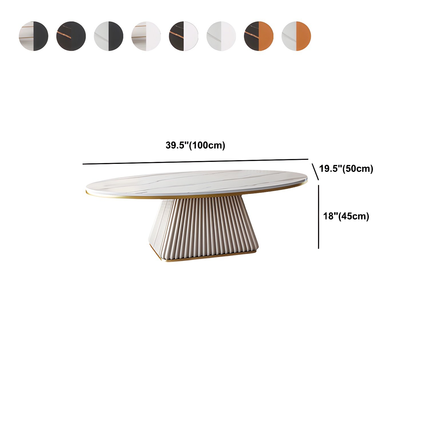 Elliptical Stone Coffee Table Pedestal 1 Single Cocktail Table - 17.72" H - image 16