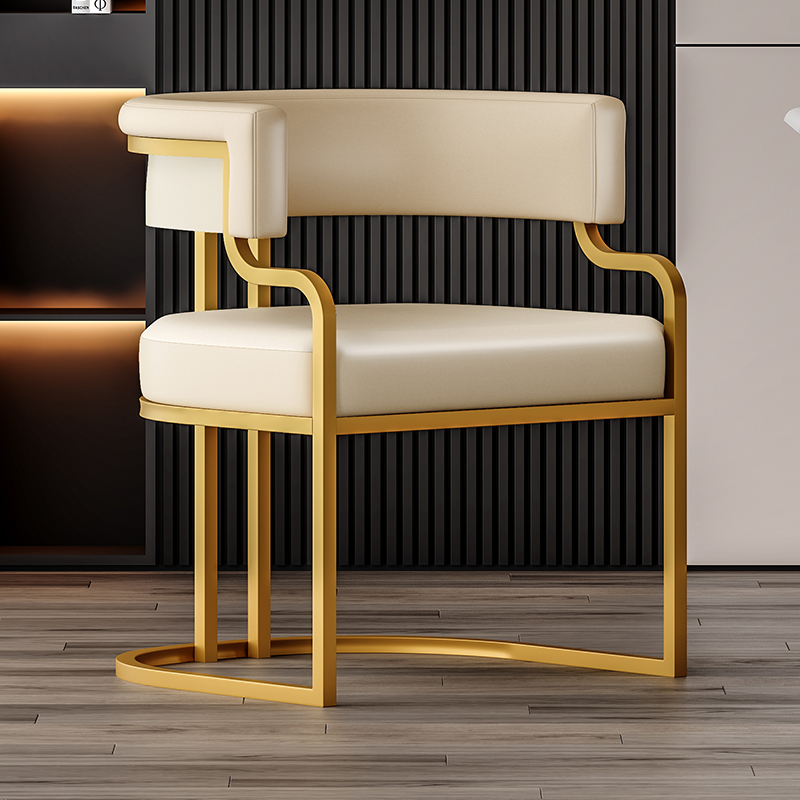 Glam/Casual Alloy Arm Chair with Cushioned Uncovered Back and Armrest