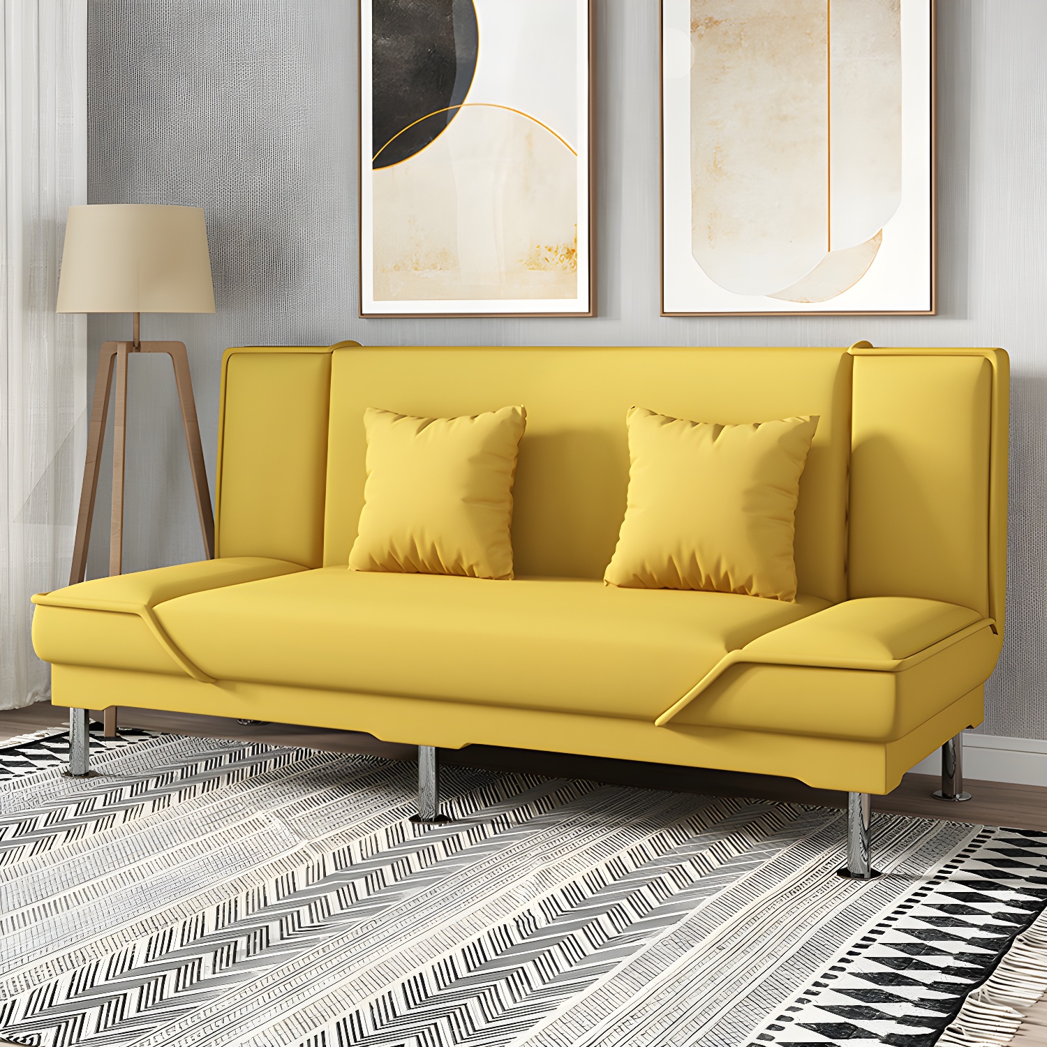 Contemporary Armless Convertible Sofa Linen Foldable Sofa for Apartment - image 10