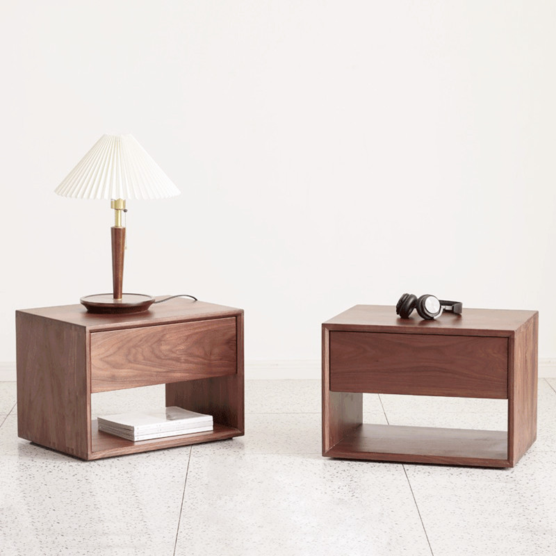 Solid Wood Open Shelf Nightstand with 1 Drawer in a Modish Style - image 3