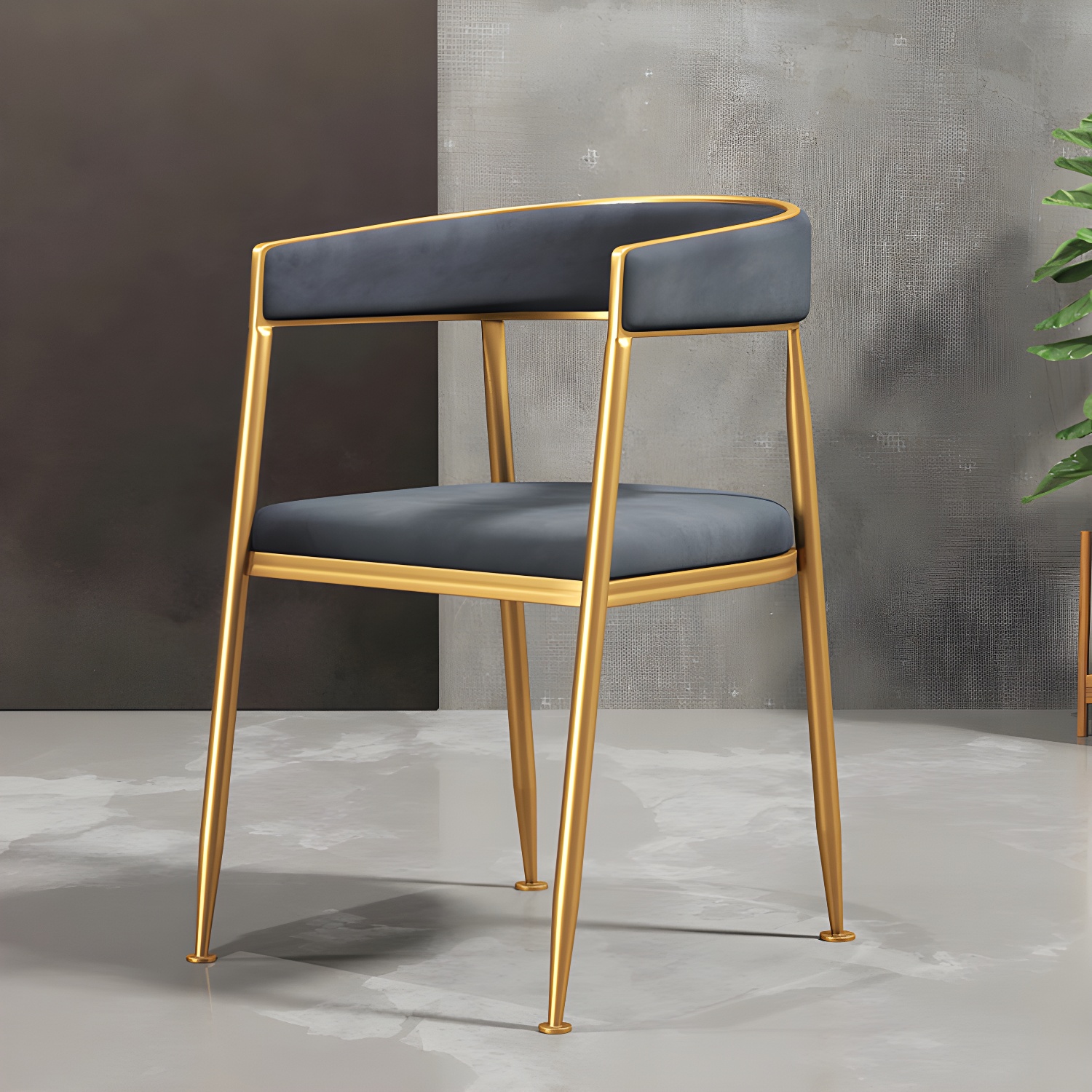 Glam Gold Metal Arm Chair Open Back Dining Side Chair with Upholstered - image 24