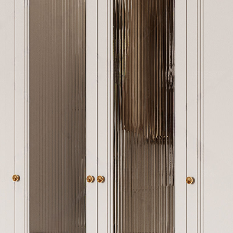 White Minimalist Manufactured Wood Wardrobe Closet with Soft Close Drawer, Interior Shelves, and Clothing Rod - image 5