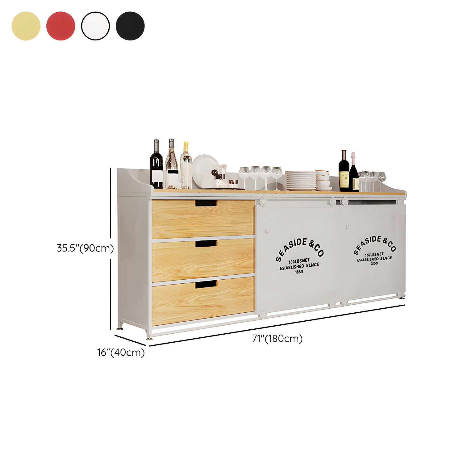 Industrial Metal Sideboard with Drawers, Cabinets, and Open Storage - 3 Drawers, 1 Interior Shelf - image 24