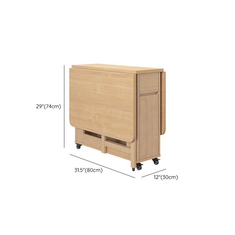 Scandinavian Wood Drop Leaf Dining Table with Storage and Expandable Design - image 15