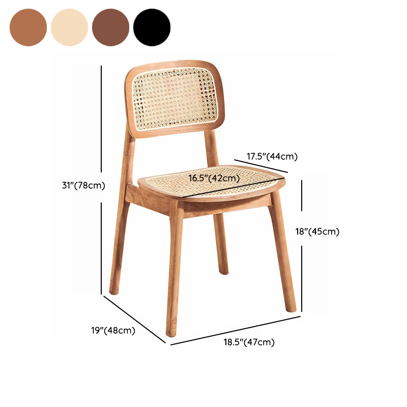 Leatherette/Wood/Rattan Entwined Balanced Armless Chair with Uncovered Back and Timber Legs in Sepia/Ink/Wood Color in a Scandinavian Style - image 22