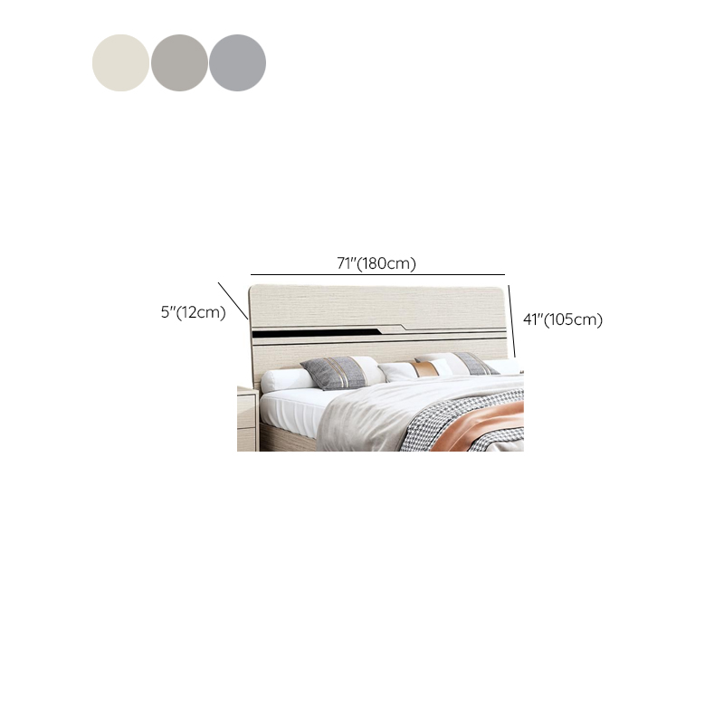 Simplistic Panel Headboard with No Distressing, Shelves, and Illumination Light for Queen/Full/Twin XL Bed in Rectangular Shape, Standard Height - image 14